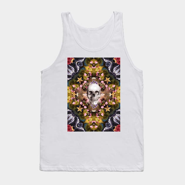 Floral abstract rennaisance collage with a skull Tank Top by mikath